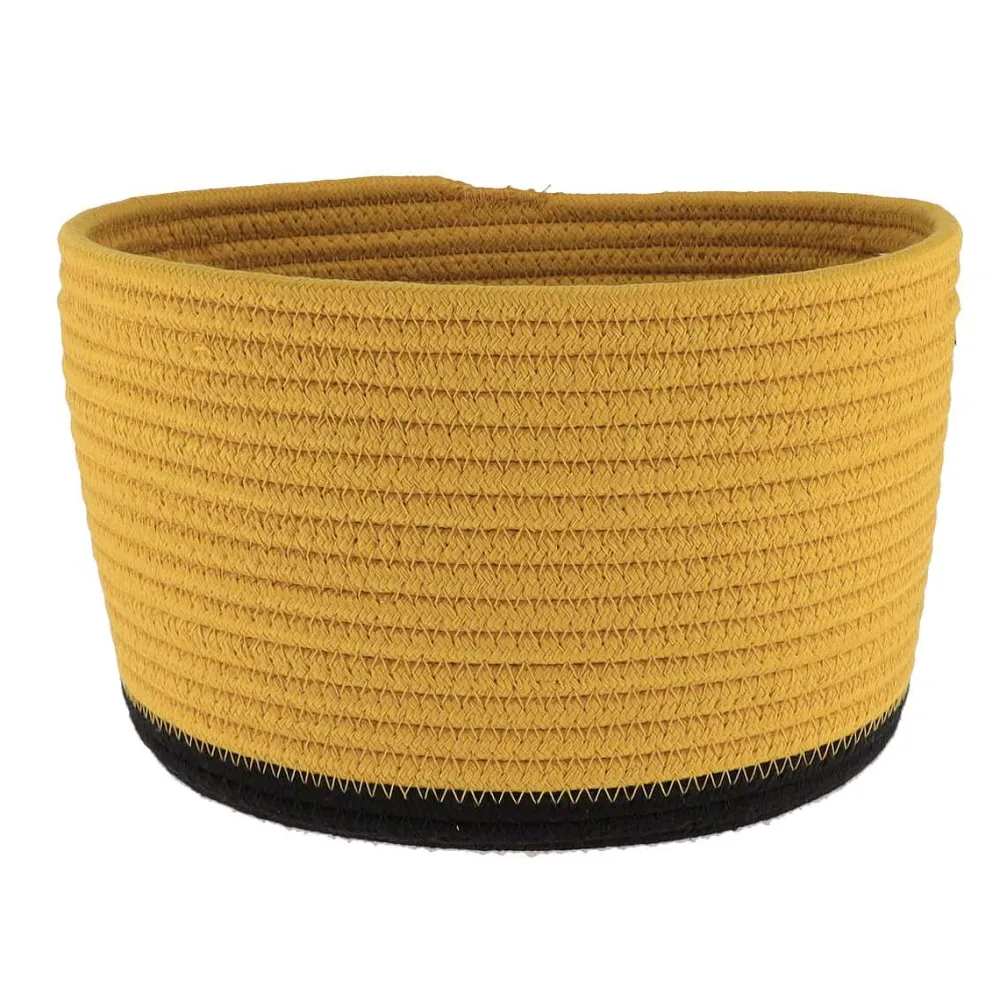 Rangement Salle De Bain|* Corbeille Ovale Petit Modele Coton 25X20Cm Ocre Noir