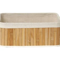 Rangements Deco|* Corbeille Rectangle 37X25X15Cm Bambou Tissu Lin