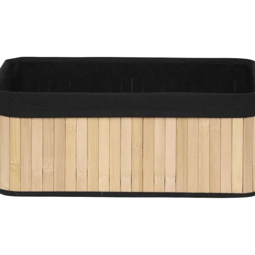 Rangements Deco|* Corbeille Rectangle 40X28X16Cm Bambou Tissu Noir