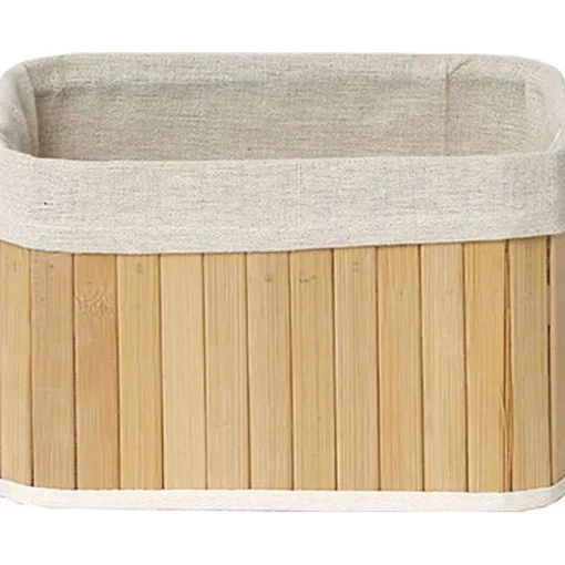 Rangements Deco|* Corbeille Rectangle 22X16X14Cm Bambou Tissu Lin