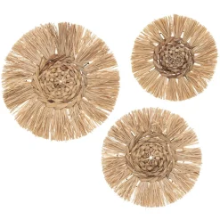maxibazar Deco Murale Raphia X3 Pieces 25Cm 30Cm 36Cm- Decoration Murale
