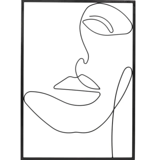 maxibazar Decoration Murale Filaire Noire Visage 32X45Cm- Toiles Et Tableaux
