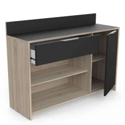 * Meubles De Cuisine></noscript>Desserte Cuisine En Bois Noir 2 Niches 1 Porte 1 Tiroir Mike