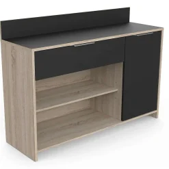 * Meubles De Cuisine></noscript>Desserte Cuisine En Bois Noir 2 Niches 1 Porte 1 Tiroir Mike