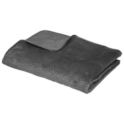 Atmosphera Dessus Lit Velours Feuille Gris Fonce 240X260Cm- Couvre-Lits, Boutis Et Edredons