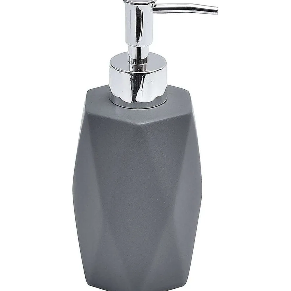 Accessoires De Salle De Bain|* Distributeur A Savon Gres Forme Losange Gris Fonce