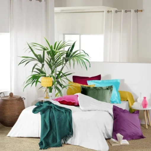 maxibazar Drap Housse 1 Personne 90X190Cm Uni Lina Bourgogne- Draps Housse