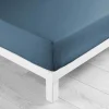maxibazar Drap Housse 1 Personne 90X190Cm Lina Bleu Nuit- Draps Housse