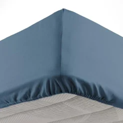 maxibazar Drap Housse 1 Personne 90X190Cm Lina Bleu Nuit- Draps Housse