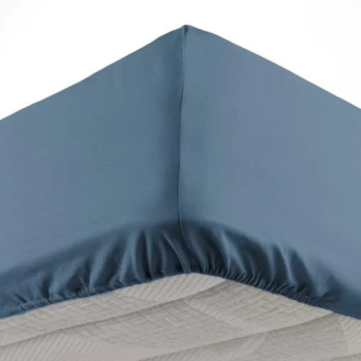 maxibazar Drap Housse 1 Personne 90X190Cm Lina Bleu Nuit- Draps Housse