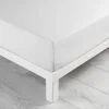 maxibazar Drap Housse 140X190Cm Coton Lave 57 Fils Linette Blanc- Draps Housse