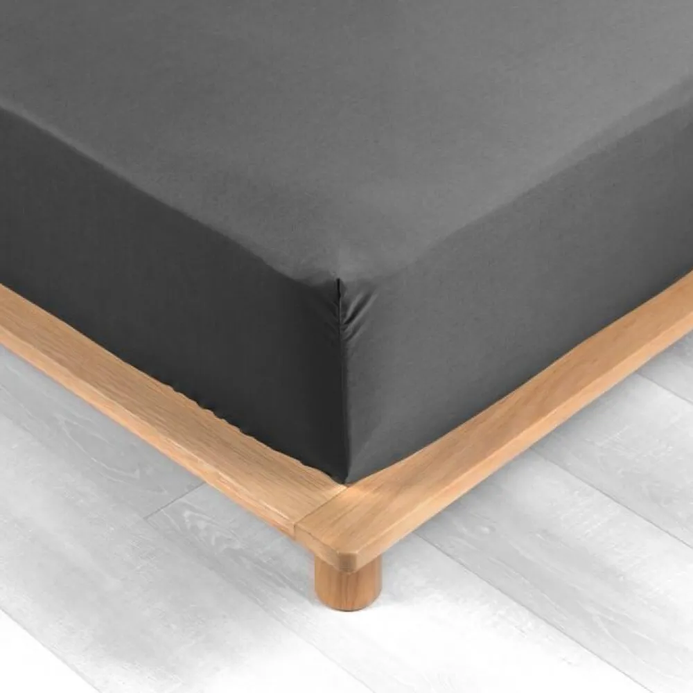 maxibazar Drap Housse 160X200Cm Percale Uni 78 Fils Acier- Draps Housse