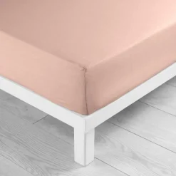 maxibazar Drap Housse 140X190Cm Uni 57 Fils Lina Rose- Draps Housse