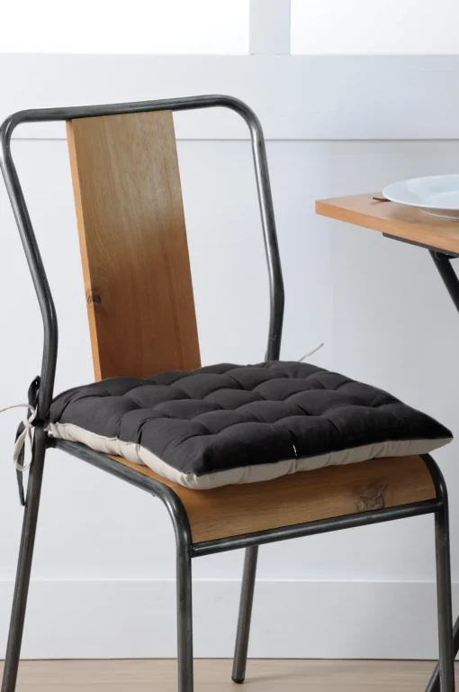 maxibazar Duo Galette 16Pts 40X40 Noir Lin- Galettes De Chaise