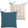 maxibazar Duo Galette 16Pts 40X40 Petrole Lin- Galettes De Chaise