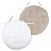 maxibazar Duo Galette Ronde 38Cm Ecru Lin- Galettes De Chaise