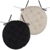 maxibazar Duo Galette Ronde 38Cm Noir Lin- Galettes De Chaise