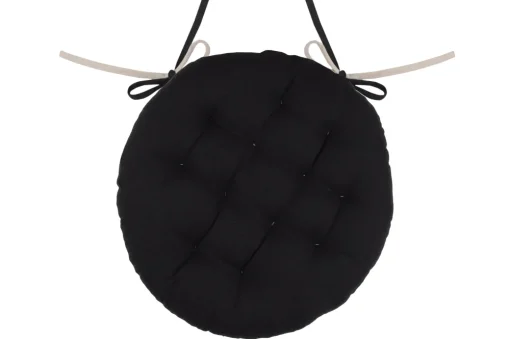 maxibazar Duo Galette Ronde 38Cm Noir Lin- Galettes De Chaise