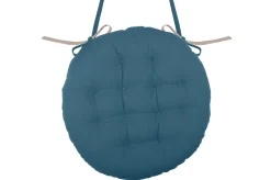 maxibazar Duo Galette Ronde 38Cm Petrole Lin- Galettes De Chaise