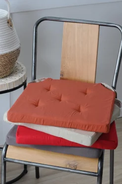 maxibazar Duo Galette Velcro 38X38X4 Terracotta Lin- Galettes De Chaise