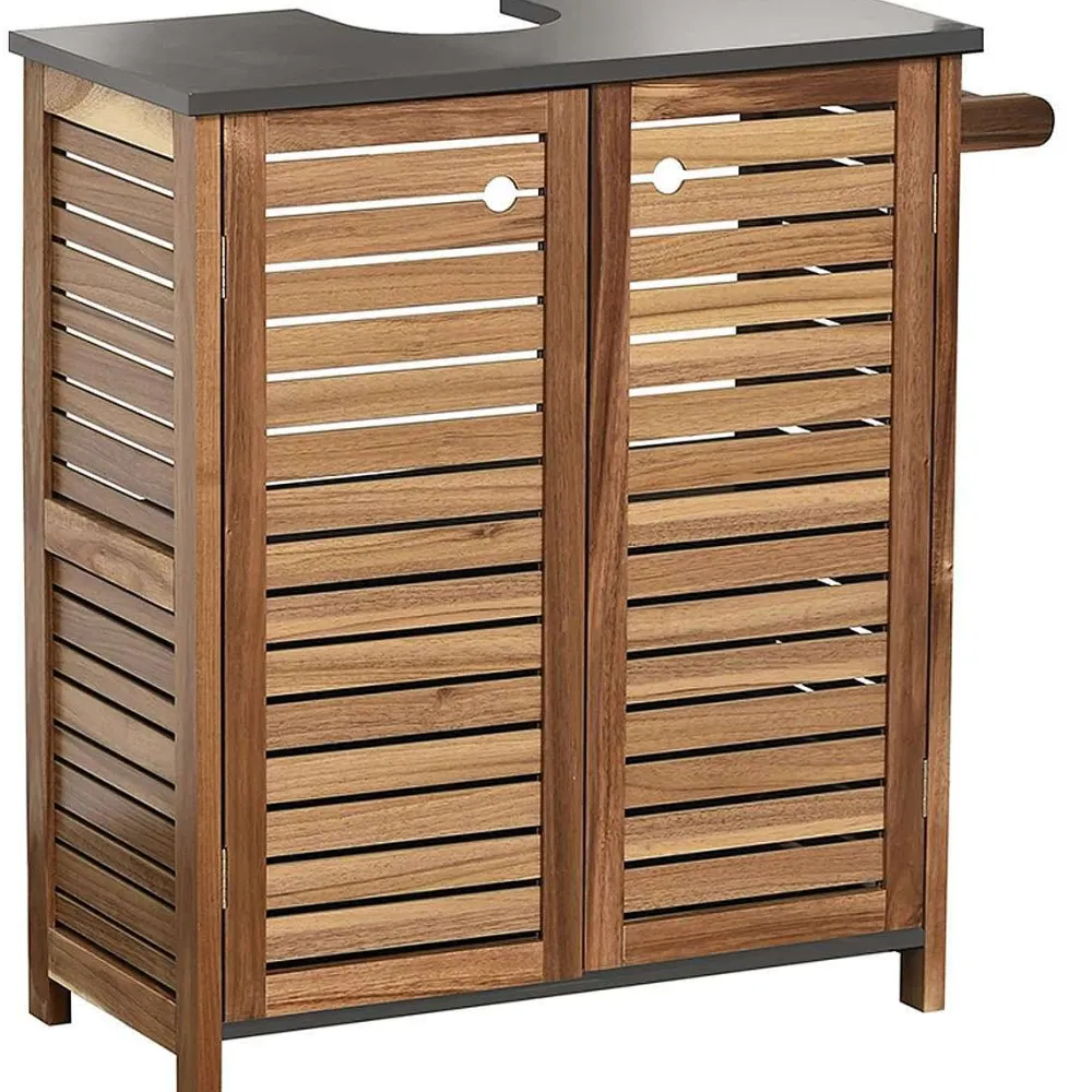 * Meubles Salle De Bain>Element Sous Lavabo Acacia 2Portes Porte Serviette Integre