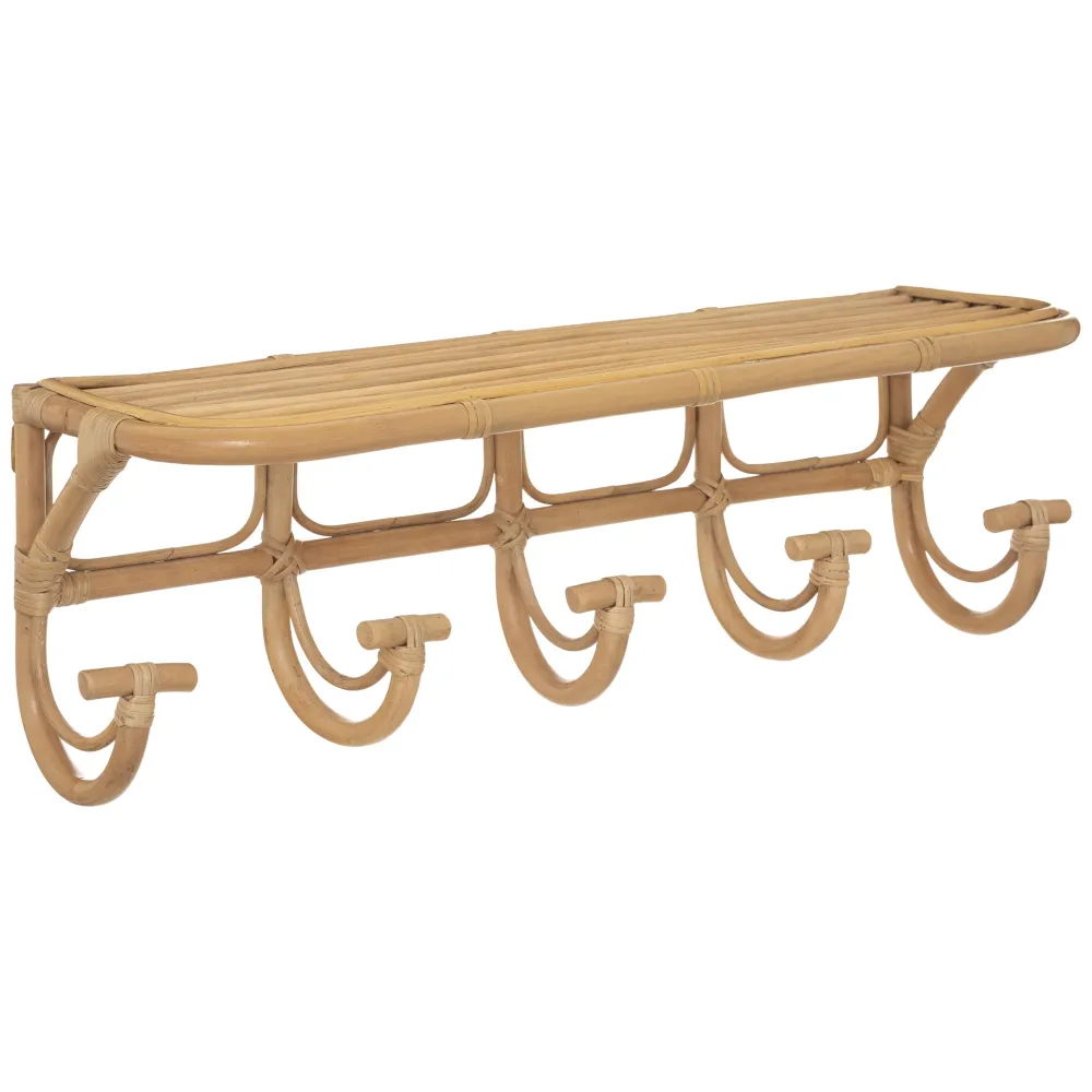 Atmosphera Etagere Patin Rotin 5 Crochets Aoni- Decoration Murale
