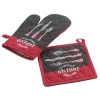 maxibazar Gant Et Manique 18X28Cm 20X20Cm Coton Imp Au Bistrot Rouge- Gants De Cuisine Et Maniques
