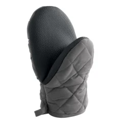 maxibazar Gant Pince 24.5X14.5 Cm Polycoto Neoprene Cuistot Anthracite- Gants De Cuisine Et Maniques