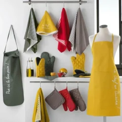 maxibazar Gant Pince 24.5X14.5 Cm Polycoton Et Neoprene Cuistot Kaki- Gants De Cuisine Et Maniques