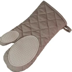 maxibazar Gant 30X18 Cm Polycoton Silicone Cuistot Taupe- Gants De Cuisine Et Maniques