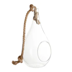 Atmosphera Goutte Verre Avec Corde H.25Cm- Vases A Suspendre