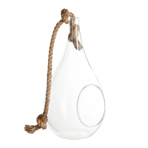 Atmosphera Goutte Verre Avec Corde H.25Cm- Vases A Suspendre