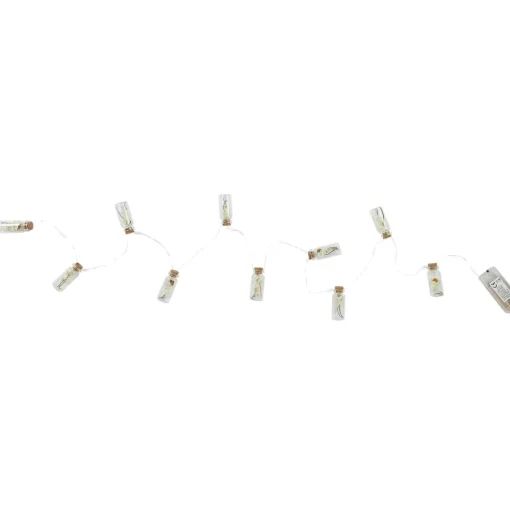 maxibazar Guirlande 10 Fioles Verre Remplies Fleurs Blanches- Luminaires