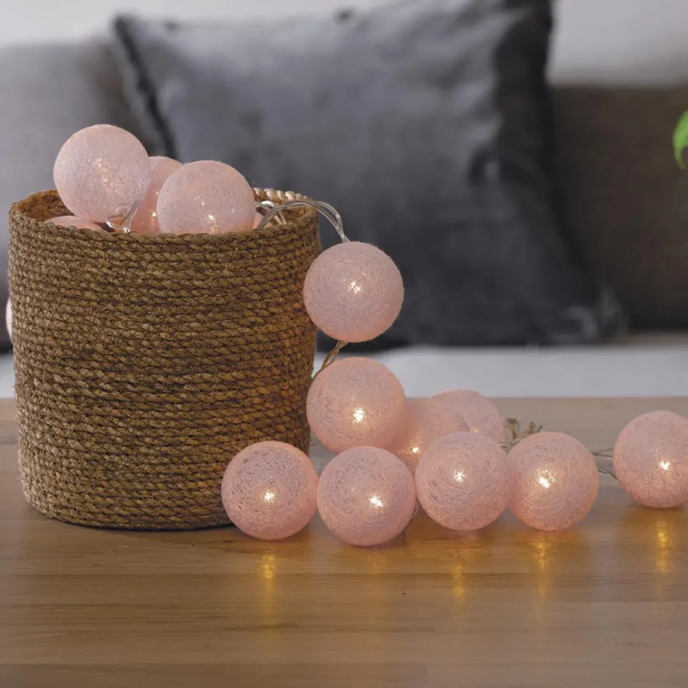 Atmosphera Guirlande Led Secteur 20 Boules Rose D.6Cm- Guirlandes Lumineuses