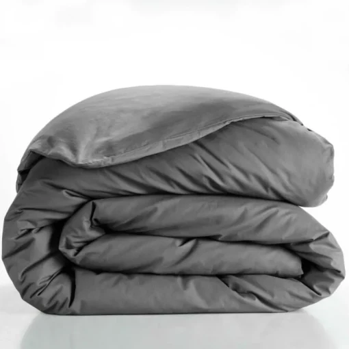 maxibazar Housse Couette 240X220Cm Uni 57 Fils Lina Anthracite- Housses De Couette