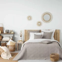 maxibazar Housse De Coussin 60 X 60 Cm Florette Taupe- Couvre-Lits, Boutis Et Edredons