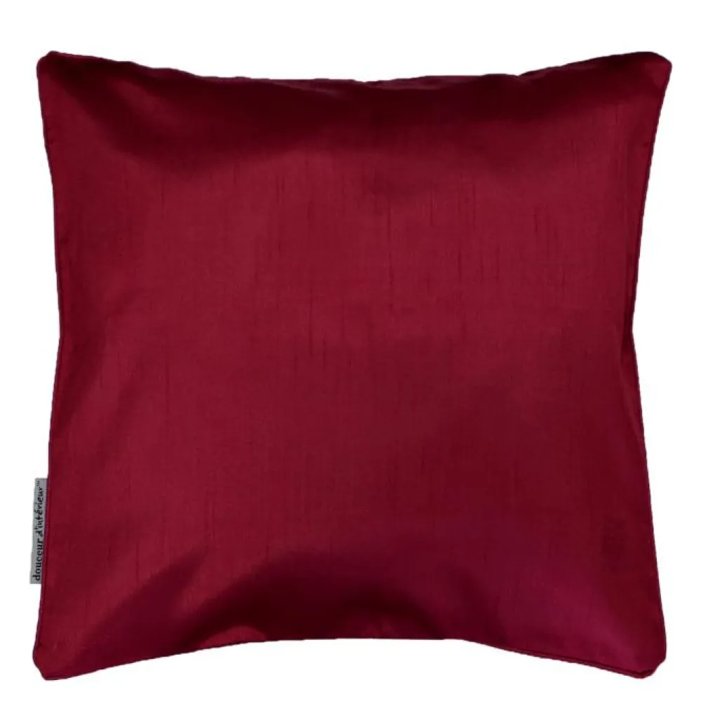 maxibazar Housse De Coussin 40X40Cm Shantung Uni Shana Bordeaux- Rideaux Basiques Et Coussins