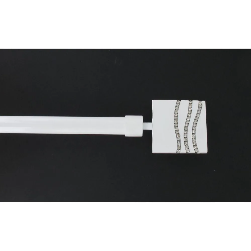 maxibazar Kit Ext 120 210 Cm D19 Embout Strass Blanc Laque- Kits De Tringle