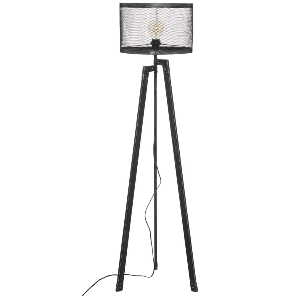 maxibazar Lampadaire Trepied Noah Noir H.140Cm- Lampadaires
