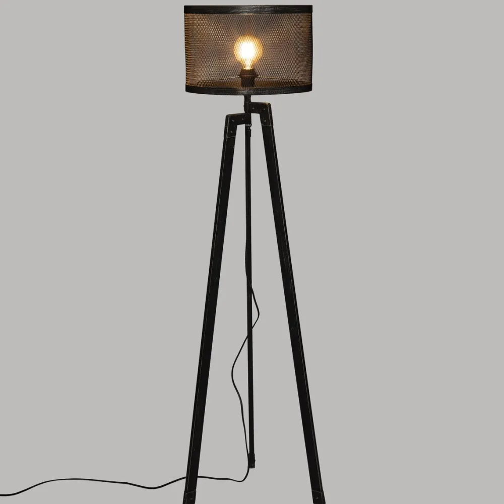 maxibazar Lampadaire Trepied Noah Noir H.140Cm- Lampadaires