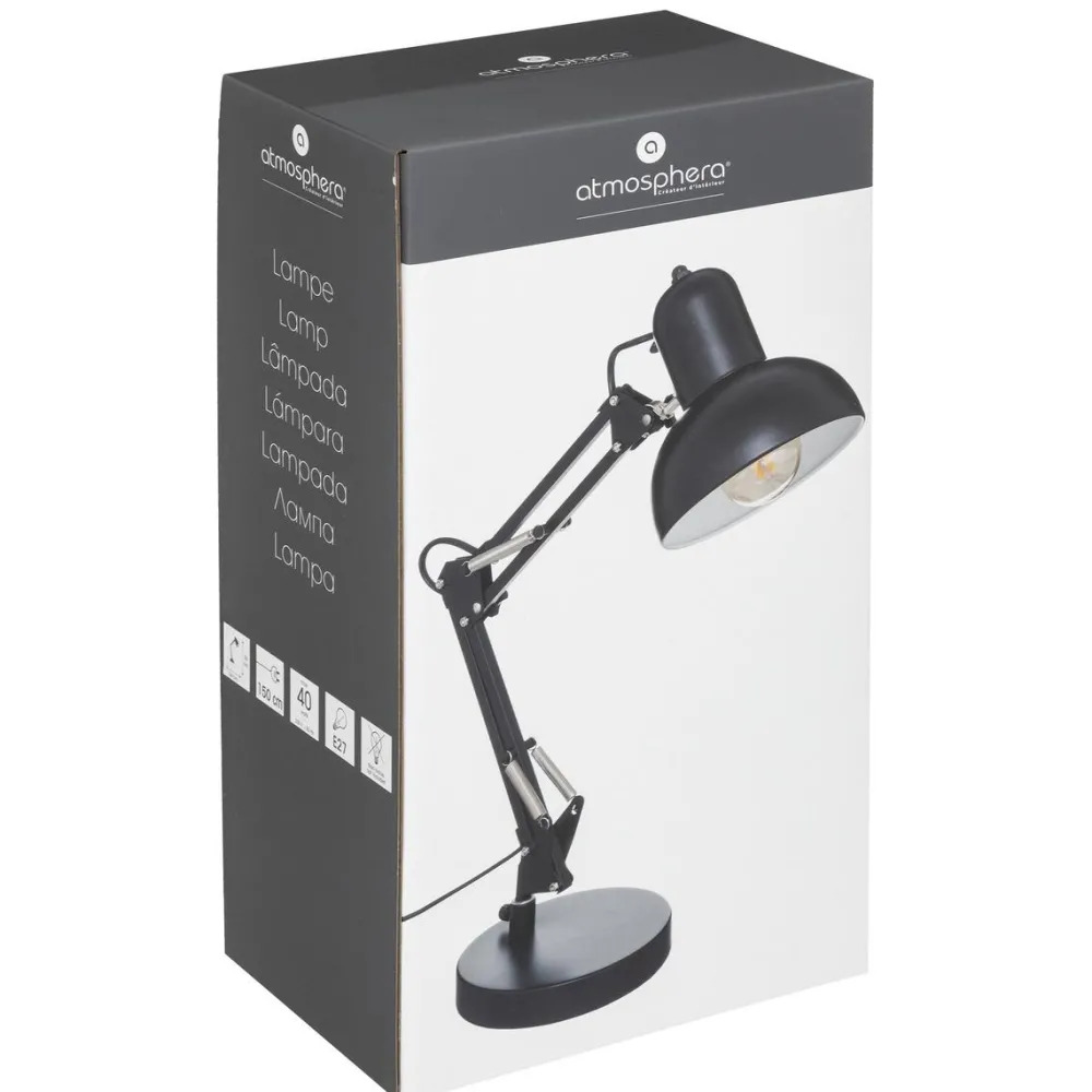 maxibazar Lampe Arc Bren Noir H.55.8Cm- Lampes A Poser