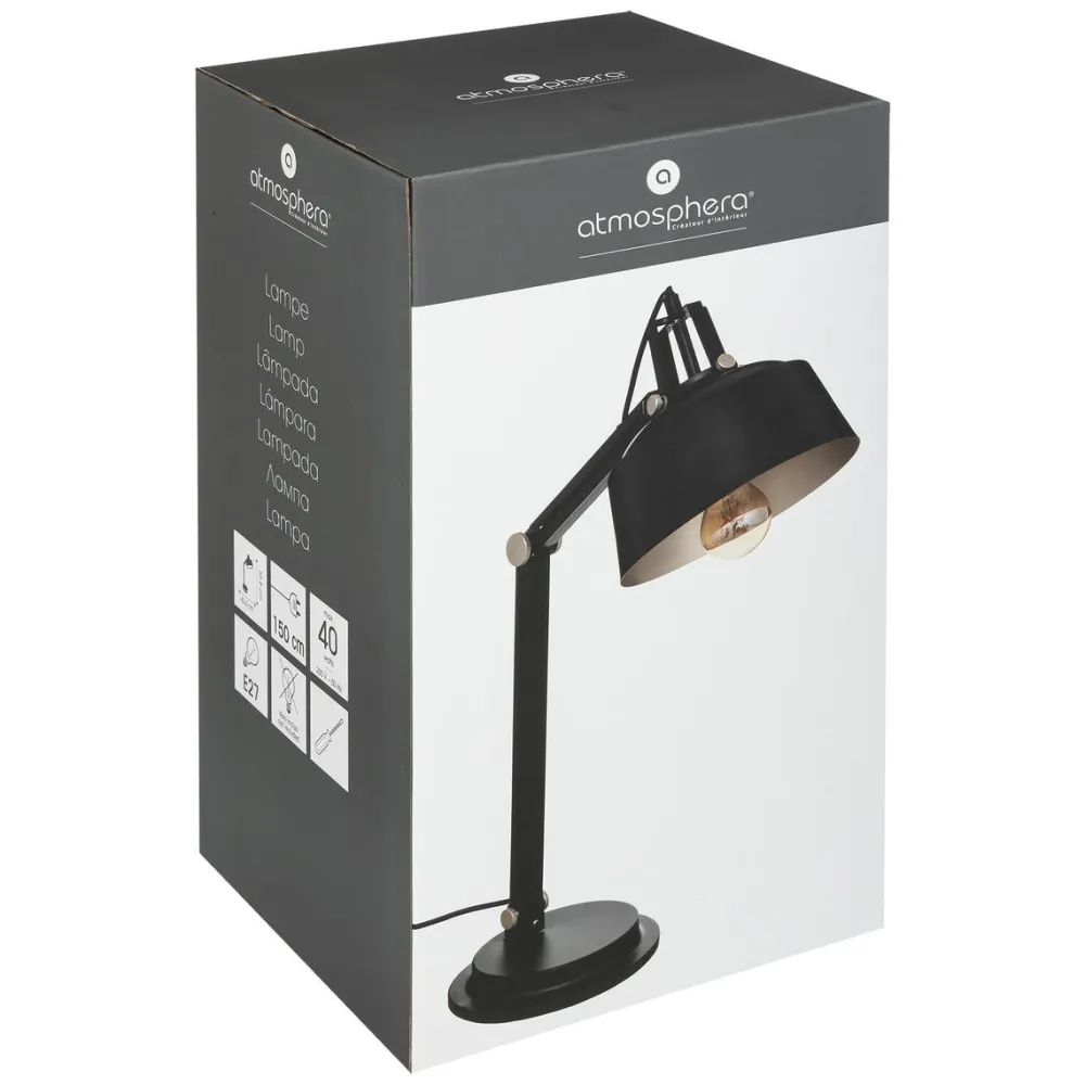 maxibazar Lampe Arc Soul Noir H.55.8Cm- Lampes A Poser