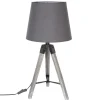 Atmosphera Lampe Bois Trepied Runo Gris H.58Cm- Lampes A Poser
