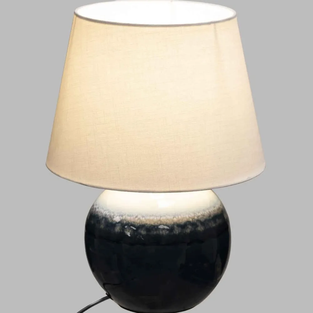 Atmosphera Lampe Boule Ceramique Bleu H.37Cm- Lampes A Poser