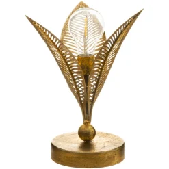 Atmosphera Lampe Led Feuille Metal Dore H.24.5Cm- Decorations Lumineuses A Pile