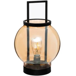 Atmosphera Lampe Led Verre Ambre D.19Cm- Decorations Lumineuses A Pile