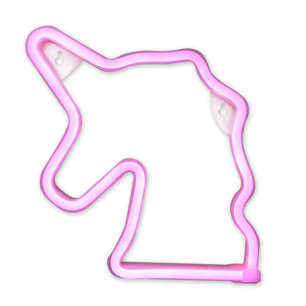maxibazar Lampe Neon Licorne Rose H.22Cm- Decorations Murales