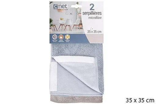 Menage|* Lot2 Serpilleres Microfibre Scratch Grege Bleu