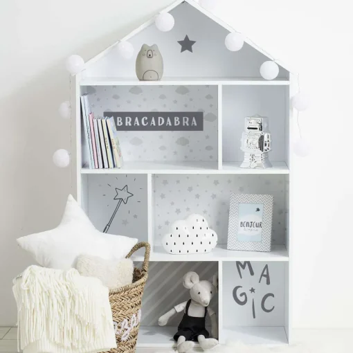 Atmosphera Bibliothèques>Maison 7 Cases Grise D.73.5X30X114Cm