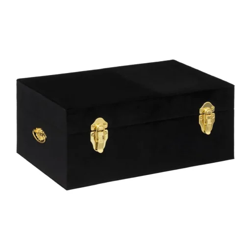 maxibazar Malle Velours Night Noir D.41X24X16.5Cm- Mobilier Romance
